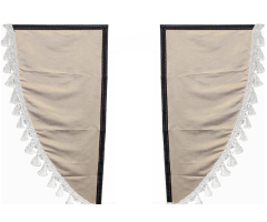 Boky ozdobné béžové / třásně bílé